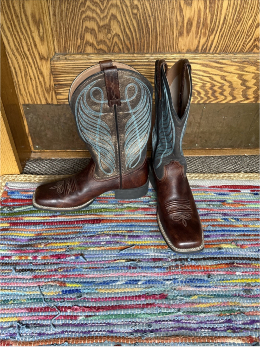 Womens Ariat 10016317 Brown / Gold Leather Cowboy Boots 9 1/2 B Unworn Condition